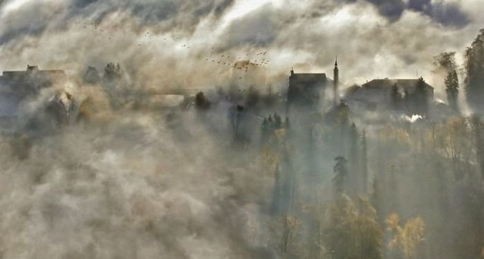 bird's-eye view aerial landscape photography