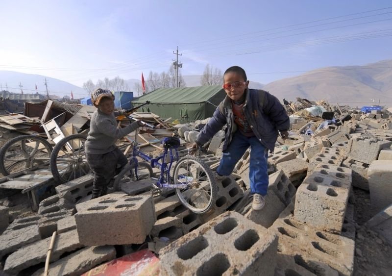 Earthquake in Yushu county, Qinghai, China