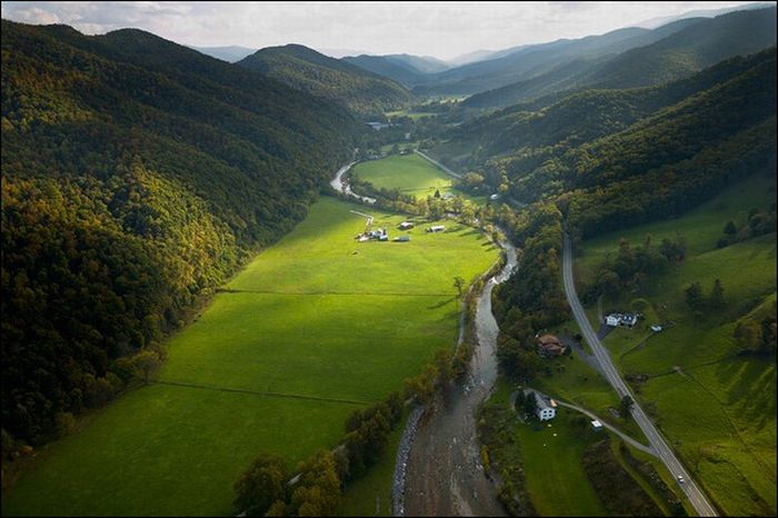 bird's-eye view aerial landscape photography